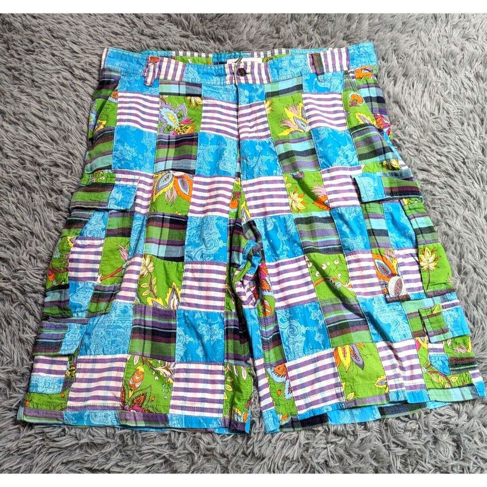 Phat Farm‎ Classic Original Mens Cargo Shorts Size 38 Colorful Multicolor Cotton
